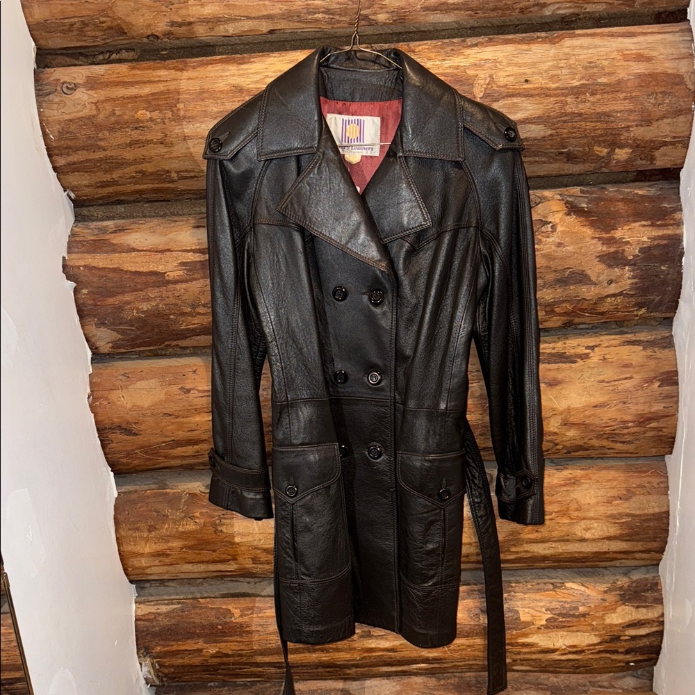 🖤Women's Black Lantry Leathers Trench Coat
